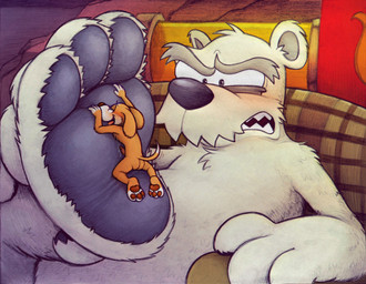 anthro big_feet duo feet foot_fetish foot_lick huge_feet licking macro male male/male micro tongue zenikat club_penguin herbert_p._bear bear canid canine canis domestic_dog mammal polar_bear ursine hi_res