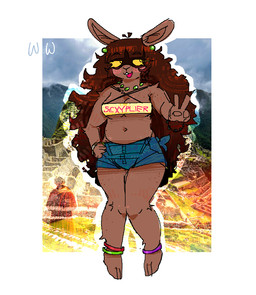 anklet anthro belly big_butt big_hair blush brown_body brown_fur butt clothed clothing ear_piercing ear_ring female fur gesture hair hand_gesture hand_on_hip jewelry necklace piercing ring_piercing simple_background skimpy solo thick_thighs tight_clothing v_sign wide_hips worm_world rochelle_(worm_world) lagomorph leporid mammal rabbit digital_media_(artwork) microsoft_paint_(artwork)