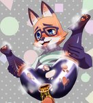 absurd_res anthro anus bodily_fluids canid canine citail clothed clothing eyewear fox gaping gaping_anus genital_fluids glasses hi_res male male_peeing mammal multicolored_body nako ono_kitsune peeing peeing_inside solo urine urine_in_ass vtuber watersports