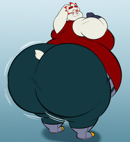 anthro belly big_belly big_breasts big_butt breasts bubble_butt butt clothed clothing cosplay crossdressing eyewear female fur gloves handwear highlights_(coloring) huge_breasts huge_butt huge_hips huge_thighs hyper looking_back overweight overweight_anthro overweight_female red_eyes solo sunglasses thick_thighs wide_hips megacoolbear_(artist) dragon_ball dragon_ball_gt nintendo pokemon vegeta generation_8_pokemon lagomorph leporid mammal pokemon_(species) rabbit raboot 2024 hi_res