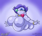 big_breasts breasts female green_eyes hair half-closed_eyes huge_breasts jewelry lips narrowed_eyes necklace not_furry nude overweight overweight_female overweight_humanoid purple_background purple_hair simple_background slightly_chubby slightly_chubby_female smile solo text thick_lips spocky87 mario_bros nintendo paper_mario madame_flurrie humanoid mammal spirit absurd_res hi_res url