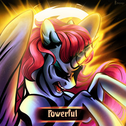bent_legs black_background black_eyebrows blue_body blue_fur blue_horn blue_wings eyebrows feathered_wings feathers female female_feral feral frown fur furrowed_eyebrows horn light long_mane mane open_frown open_mouth pink_mane powerful red_tongue shadowed_eyes simple_background solo teeth text text_box tongue unicorn_horn wings rayrage darkest_dungeon hasbro my_little_pony mythology fan_character stormy_skies equid equine mammal mythological_creature mythological_equine winged_unicorn 1:1 2020 artist_name bust_portrait colored crossover digital_drawing_(artwork) digital_media_(artwork) english_description english_text lighting portrait shaded