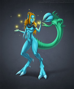 5_fingers anthro blonde_hair female fingers hair simple_background solo spines standing anisis unknown_species 2015 hi_res