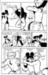 alex_(daria_mcgrain) anthro black_and_white clothing comic daria_mcgrain dean_(daria_mcgrain) dialogue dominant dominant_male duo english_text genus_male hi_res male male/male mammal mephitid monochrome pen_(artwork) rodent sciurid skunk tail text traditional_media_(artwork) tree_squirrel undressing