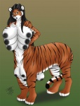 12_breasts big_breasts big_nipples black_nipples breasts female multi_breast nipples nude solo stripes tail tail_between_legs demona69 felid mammal pantherine taur tiger 2010