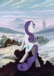 blue_eyes canterlot castle cliff cutie_mark equestria female feral fog forest hair horn landscape mountain outcrop outside parody plant pose purple_hair quadruped rear_view sky solo standing tail tree valley white_body caspar_david_friedrich spectralunicorn sponsz friendship_is_magic hasbro my_little_pony mythology wanderer_above_the_sea_of_fog rarity_(mlp) equid equine mammal mythological_creature mythological_equine unicorn hi_res inspired_by_formal_art signature