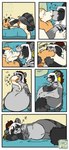 anthro anthro_pred belly belly_rub big_belly bodily_fluids bodily_noises breasts cuddling digestion drooling duo eyes_closed fatal_vore female female_pred fur furniture grey_body grey_fur hair head_first horn hug kiss_on_lips kissing lying male male/female multicolored_body nude oral_vore overweight overweight_anthro overweight_female partially_inside rumbling_stomach saliva simple_background sleeping slightly_chubby slurping smile surprise surprised_expression swallowing swallowing_sound_effect tail thick_thighs tired tongue vore weight_gain eclairscollection mythology cassidy_civet spud voidpotato civet dragon equid equine horse hybrid mammal mythological_creature mythological_scalie scalie viverrid colored digital_media_(artwork) hi_res