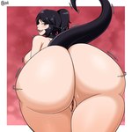 big_butt black_hair breasts butt female genitals hair huge_butt looking_at_viewer looking_back looking_back_at_viewer pussy solo tail thick_thighs normi mythology animal_humanoid dragon dragon_humanoid humanoid mythological_creature mythological_scalie scalie 1:1 absurd_res hi_res