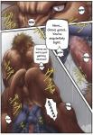 anal anthro bomb_(artist) butt censored comic dialogue duo english_text erection felid genitals leopard lion male male/male male_penetrated male_penetrating male_penetrating_male mammal mosaic_censorship pantherine penetration penis sex text
