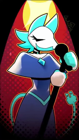 anthro armless blue_clothing blue_dress blue_hair choker clothing dress eyes_closed female hair jewelry machine necklace solo tail white_body limehazard deltarune undertale_(series) tasque_manager felid feline mammal robot 2d_animation animated high_framerate motion_tweening short_playtime sound video