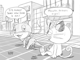 after_sex all_fours animal_genitalia animal_penis anthro anus backsack balls belt belt_pouch blush bodily_fluids butt chibi cum cum_in_ass cum_inside cum_on_butt cum_on_penis dialogue duo feline_genitalia feline_penis feral fur genital_fluids genitals half-closed_eyes kerchief looking_back male male/male markings mask narrowed_eyes penile_spines penis public raised_tail tail tail_markings text tongue sl350 atlus megami_tensei nintendo persona_(series) persona_5 pokemon sega team_rocket meowth_(team_rocket) morgana_(persona) domestic_cat felid feline felis generation_1_pokemon mammal meowth pokemon_(species) tuxedo_cat english_text monochrome