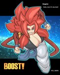 big_breasts black_clothing black_topwear blue_eyes bottomwear breasts cleavage clothed clothed_female clothed_humanoid clothing crossgender dialogue female fur hair huge_breasts long_hair looking_at_viewer mtf_crossgender muscular muscular_female muscular_humanoid orange_hair pants red_body red_fur solo super_saiyan_4 tail text topwear white_bottomwear white_clothing white_pants thevarking dragon_ball gogeta animal_humanoid humanoid mammal mammal_humanoid monkey_humanoid primate primate_humanoid saiyan 2024 english_text hi_res