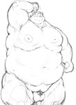 2022 anthro balls bear belly big_belly censored genitals hi_res humanoid_genitalia humanoid_hands humanoid_penis kemono kotobuki male mammal monochrome moobs nipples obese obese_male overweight overweight_male penis simple_background sketch small_penis solo white_background