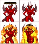 abs anthro big_breasts blizzard_entertainment blush blush_lines breasts burning clasped_hands claws crossed_arms demon diablo diablo_(character) diablo_3 digital_media_(artwork) english_text featureless_breasts featureless_crotch female fire glowing hands_on_legs hands_on_thighs happy hi_res horn looking_at_viewer multi_limb muscular nude playful prime_evil_diablo red_body simple_background smile smirk solo spacemaxmarine spikes spikes_(anatomy) tail text thick_thighs