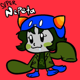 blue_clothing blue_footwear blue_hat blue_headwear blue_shoes blue_tail bodily_fluids clothing drooling female footwear green_clothing green_jacket green_topwear grey_body hat headgear headwear horn jacket red_background saliva shoes simple_background sleeves_past_wrists solo standing tail topwear newtype_hero homestuck ms_paint_adventures nepeta_leijon super_milk_chan alien animal_humanoid cat_humanoid felid felid_humanoid feline feline_humanoid humanoid mammal mammal_humanoid troll_(homestuck) 1:1 crossover