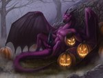 balls black_penis erection feral fog food fruit genitals holidays horn jack-o'-lantern knot male outside penis plant pumpkin purple_balls purple_body rock solo tail tree wings deanosaior european_mythology halloween mythology muddy_maestro dragon mythological_creature mythological_scalie scalie western_dragon hi_res