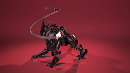 all_fours black_body butt claws dancing digitigrade feral knife long_tail machine male metallic_body on_model quadruped rear_view red_background shaking_butt simple_background solo tail tail_motion tailwag zelyonka konami metal_gear metal_gear_rising:_revengeance platinumgames blade_wolf canid canine mammal robot robot_feral 16:9 3d_(artwork) 3d_animation 4k absurd_res animated digital_media_(artwork) full-length_portrait hi_res loop no_sound portrait short_playtime source_filmmaker_(artwork) webm widescreen