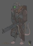 anthro armor biped clothed clothing fully_clothed furgonomics gas_mask grey_background gun headgear helmet machine_gun male mask maxim_machine_gun ranged_weapon simple_background solo spiked_armor spiked_helmet spikes weapon wolfdawg mammal murid murine rat rodent 2017 hi_res