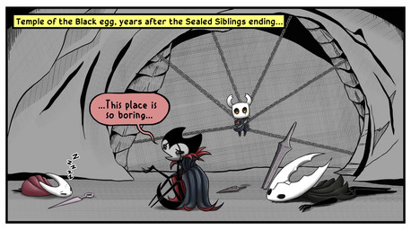 ambiguous_gender anthro biped border bored bound chain chained corpse detailed_background dialogue eyes_closed female glowing glowing_eyes group lying lying_on_ground male narration on_front on_ground sitting sitting_on_ground sleeping speech_bubble sword_on_ground text void_eyes white_border lizbot hollow_knight_(franchise) team_cherry grimmchild_(hollow_knight) hollow_knight_(character) hornet_(hollow_knight) the_knight_(hollow_knight) arachnid arthropod butterfly infected_(species) insect lepidopteran spider vessel_(species) 2020 english_text