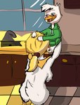 age_difference anthro bodily_fluids breasts cum cum_in_mouth cum_inside duo female genital_fluids grabbing_hair male male/female non-mammal_breasts older_female oral size_difference young young_anthro corvusandillion disney ducktales ducktales_(2017) goldie_o'gilt louie_duck anatid anseriform avian bird duck hi_res