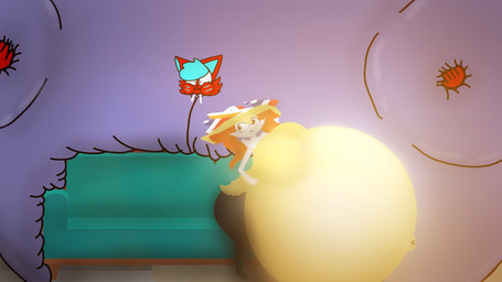 belly big_belly blue_body blue_ears blue_fur close_to_bursting fur furniture huge_belly hyper hyper_belly immobile red_body red_fur sofa redcatdan soup-laddle nintendo pokemon hara_(soup-laddle) redcatdan_(character) braixen canid canine domestic_cat felid feline felis fox generation_6_pokemon mammal pokemon_(species) 16:9 artist_collaboration unavailable_at_source widescreen