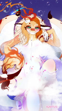 alcohol anthro aroused bath beverage big_breasts breasts bubble candle female fire membrane_(anatomy) membranous_wings navel night relaxing shooting_star solo space star tail water wet wings ignitus_(artist) mythology dragon kobold mythological_creature mythological_scalie scalie digital_media_(artwork) hi_res ibispaint_(artwork) sketch