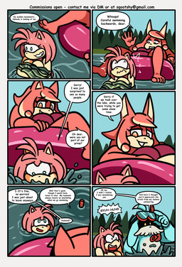 anthro auburn_eyes big_breasts breasts camp campsite clothing dialogue embarrassed evergreen_tree facial_hair female forest fur green_eyes group hair husband husband_and_wife lake male married_couple mustache nude nude_anthro nude_female nude_male pine_tree pink_body pink_fur pink_hair pink_quills plant pool_float pool_floaty quills_(anatomy) seaweed sharp_teeth snorkel speech_bubble sweaty_head swimwear tan_arms tan_breasts tan_inner_ear tan_mouth teal_body teal_fur teeth text tree trio water wife himitsu sqootshy sega sonic_the_hedgehog_(series) the_murder_of_sonic_the_hedgehog amy_rose conductor's_wife_(sonic) conductor_(sonic) akita canid canine canis domestic_dog eulipotyphlan hedgehog mammal molosser mountain_dog saint_bernard spitz 2026 absurd_res comic english_text hi_res multiple_scenes url