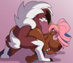 ambiguous_penetration anthro anthro_penetrating anthro_penetrating_human areola big_breasts big_butt breasts brown-skinned_female brown_body brown_skin butt canid canine dark_body dark_skin duo female female_on_anthro fur generation_7_pokemon hair hi_res huge_breasts human human_on_anthro human_penetrated interspecies lycanroc male male/female mammal midnight_lycanroc ming-ming nintendo nipples penetration pink_hair pokemon pokemon_(species) pokephilia red_body red_fur sex vammzu white_body white_fur