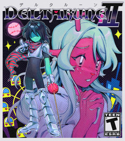 5_fingers anthro antlers armor baseball black_hair blue_border blush border breastplate brown_body brown_fur buckteeth clothed clothing duo eyebrow_through_hair eyebrows eyelashes female female_anthro fingers footwear freckled_face freckles fully_clothed fur gesture green_body green_skin hair hair_over_eyes hand_gesture handwear holding_melee_weapon holding_object holding_sword holding_weapon horn long_hair male melee_weapon pointing red_nose scarf shoes sparkles sword teeth text topwear translucent translucent_hair weapon white_clothing goomyloid deltarune undertale_(series) kris_dreemurr noelle_holiday deer human mammal new_world_deer reindeer 2026 absurd_res english_text hi_res japanese_text nonbinary_(lore)