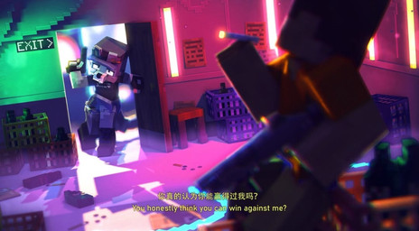 ambiguous_gender anthro biped blurred_foreground bottle bottomwear cigarette clothing container daisy_dukes denim denim_bottomwear denim_clothing denim_shorts dialogue door female gun hat headgear headwear holding_cigarette holding_gun holding_object holding_ranged_weapon holding_weapon hotpants imminent_fight messy_room midriff obscured_character opening_door ranged_weapon shorts text weapon fc5 microsoft minecraft mojang xbox_game_studios coda_(fc5) canid canine canis domestic_dog human husky mammal nordic_sled_dog spitz 2025 3d_(artwork) chinese_text digital_media_(artwork) english_text subtitled