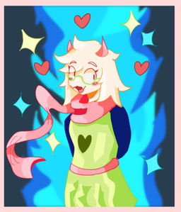2_horns anthro black_sleeves blush border clothed clothed_anthro clothing eyewear floppy_ears fully_clothed fully_clothed_anthro fur glasses green_clothing green_eyewear green_glasses green_robe heart_clothing heart_symbol horn lop_ears male pink_border pink_horn pink_scarf robe scarf solo white_body white_fur cosmic_logem deltarune undertale_(series) ralsei bovid caprine goat mammal 2024 half-length_portrait hi_res portrait
