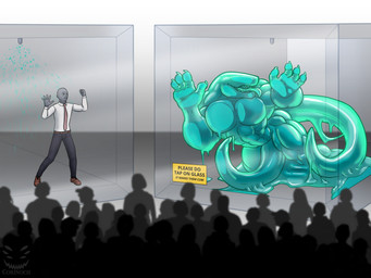 against_surface anthro big_penis bodily_fluids body_size_growth claws clothing crowd crowd_watching dripping eager expansion eyeless forced formal_wear genital_expansion genital_fluids genitals goo_drip goo_transformation green_body grin group growth huge_penis human_to_anthro humiliation imprisoned male melting muscle_growth muscular muscular_male on_glass open_mouth panicking penis penis_expansion precum precum_drip prehensile_penis public public_exposure public_humiliation public_nudity public_transformation shower_head sign size_transformation slime smile solo solo_focus species_transformation tapering_penis teeth text tongue tongue_out transformation translucent translucent_body translucent_penis corinoch_(artist) anon anonymous_character goo_creature human mammal monster 4:3 english_text hi_res