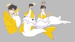 alternate_species clothed clothing feathered_wings feathers grey_background male scut_tail short_tail simple_background solo split_form tail wings ginrin_goshiki european_mythology greek_mythology hazbin_hotel mythology adam_(hazbin_hotel) angel angel_humanoid avian harpy humanoid lagomorph lagomorph_taur leporid leporid_taur mammal mammal_taur marine merfolk mythological_avian mythological_creature rabbit rabbit_taur taur hi_res