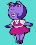 anthro blue_background female lips purple_eyes simple_background solo rebeccacablah animal_crossing nintendo diva_(animal_crossing) amphibian frog