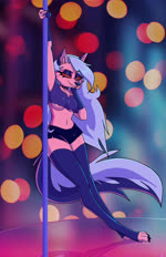 anthro breasts clothed clothing clothing_lift female fur genitals gloves hair handwear leggings legwear music nails nude pole pussy solo stockings strip_club stripper_pole tail teeth undressing aceshellshocked sound_warning helluva_boss mythology loona_(helluva_boss) canid canid_demon canine canis demon hellhound mammal mythological_canine mythological_creature wolf animated hi_res short_playtime sound webm