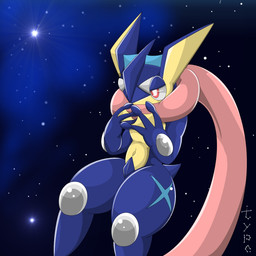 ambiguous_gender anthro navel solo star type nintendo pokemon amphibian generation_6_pokemon greninja pokemon_(species) 1:1 2015 hi_res