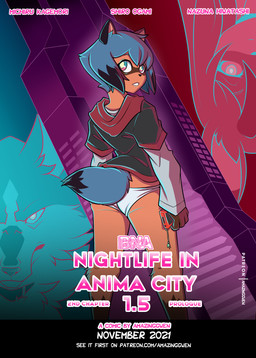 5_fingers anthro black_nose blue_eyes blue_hair brown_body brown_fur butt clothed clothing collar electronics female fingers fur group hair holding_object holding_phone hoodie looking_at_viewer looking_back looking_back_at_viewer male multicolored_body multicolored_fur panties phone rear_view shirt solo_focus standing text topwear two_tone_body two_tone_fur underwear white_clothing white_panties white_underwear amazinggwen brand_new_animal studio_trigger michiru_kagemori nazuna_hiwatashi shirou_ogami canid canine canis fox mammal raccoon_dog tanuki wolf 2021 absurd_res character_name digital_media_(artwork) english_text hi_res url
