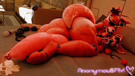accessory anal_beads animal_genitalia animal_penis anthro ball_gag balls big_balls big_penis bodily_fluids bow_ribbon butt canine_genitalia canine_penis collar cum dildo erection eye_patch eyewear femboy gag genital_fluids genitals hair hair_accessory hair_bow hair_ribbon huge_balls huge_penis hyper hyper_genitalia hyper_penis knot knotted_penis lips lipstick looking_at_viewer machine makeup male nude open_mouth penis ribbons sex_toy solo tail teeth thick_lips thick_thighs vibrator wand_vibrator anonymousfm rckke_(modeler) five_nights_at_freddy's scottgames foxy_(fnaf) animatronic canid canine canis fox mammal robot 16:9 3d_(artwork) 4k absurd_res digital_media_(artwork) hi_res widescreen
