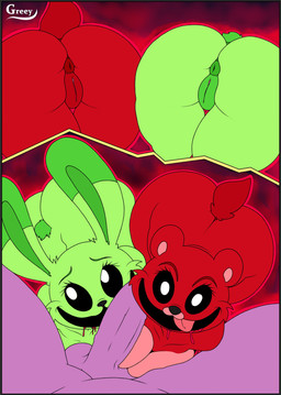 abstract_background anthro anthro_pov anus balls big_balls big_breasts big_butt big_ears big_penis black_sclera blood blood_in_mouth bodily_fluids border breast_squish breasts bubble_butt butt curvy_figure eyelashes female first_person_view fluffy fluffy_tail fur genitals green_body green_fur grey_border group group_sex imminent_sex imminent_threesome long_ears male male/female male_pov multicolored_body multicolored_fur nude nude_anthro nude_female nude_male open_mouth open_smile penis plump_labia purple_body purple_fur red_body red_fur sex short_tail smile squish tail text thick_thighs threesome trio two_tone_body two_tone_fur voluptuous voluptuous_anthro voluptuous_female vulva white_eyes wide_hipped_anthro wide_hipped_female wide_hips greey mob_entertainment poppy_playtime smiling_critters bobby_bearhug catnap_(poppy_playtime) hoppy_hopscotch bear critters_(poppy_playtime) domestic_cat felid feline felis lagomorph leporid mammal rabbit 2025 absurd_res artist_name digital_drawing_(artwork) digital_media_(artwork) flat_colors hi_res watermark