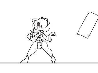 animated_gif anthro barefoot black_eyes breasts clothed clothing dialogue feet female hair keikogi kick martial_arts_uniform medium_breasts open_mouth simple_background solo sportswear thick_thighs white_background wide_hips usagibun1 oli_(usagibun1) domestic_cat felid feline felis mammal 2025 animated black_and_white digital_media_(artwork) hi_res monochrome short_playtime