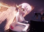 anthro anthrofied areola breasts casual_nudity cutie_mark ear_piercing female green_eyes horn keyboard_instrument musical_instrument nipples nude piano piercing pink_areola pink_nipples playing_music playing_piano sitting solo wings hevexy friendship_is_magic hasbro my_little_pony mythology sweetie_belle_(mlp) equid equine mammal mythological_creature mythological_equine winged_unicorn 3d_(artwork) absurd_res digital_media_(artwork) hi_res huge_filesize