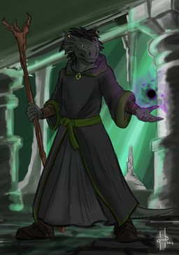 anthro biped clothing hair magic male melee_weapon polearm robe solo staff standing tail temple weapon hufnaar bethesda_game_studios microsoft skyrim the_elder_scrolls scilisth argonian reptile scalie 2012 low_res