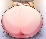 2020 absurd_res anthro antlers belly benbencoo big_belly big_moobs biped body_size_growth damaged_ceiling damaged_floor damaged_wall deer dialogue digital_media_(artwork) english_text fur hi_res horn huge_belly hyper hyper_belly inflation macro male mammal moobs navel orange_body orange_fur ray_the_buck size_transformation smile solo text transformation