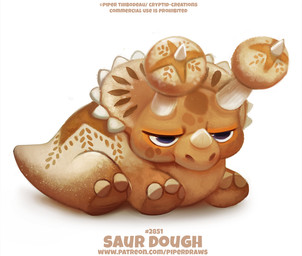 ambiguous_gender black_eyes bread brown_body brown_spots facial_horn feral food grumpy head_crest horn humor nose_horn plantigrade pun short_tail simple_background solo spots tail tan_body text visual_pun white_background piper_thibodeau bread_creature ceratopsian ceratopsid chasmosaurine dinosaur food_creature marginocephalian ornithischian prehistoric_species reptile scalie triceratops digital_media_(artwork) digital_painting_(artwork) english_text painting_(artwork) url