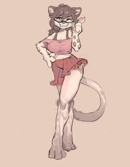 anthro bottomwear breasts butt clothed clothing eyewear female glasses long_legs miniskirt no_underwear provocative skirt solo yunlongchen ambient_among_us elizabeth_mendoza domestic_cat felid feline felis leopard mammal pantherine digital_media_(artwork) hi_res