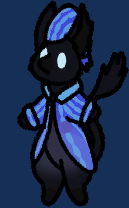 anthro black_body black_fur blue_clothing blue_eyes clothing dancing dot_eyes fur glowing glowing_eyes hat headgear headwear male nightcap pajama_pants pajamas simple_eyes solo stinkvali mythology rem_(deadlock) avian gryphon mythological_avian mythological_creature animated low_res