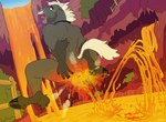 anthro bodily_fluids branded burning butt butt_on_fire fire hand_on_butt lava male nude pain solo tears phillabuster lightning_(phillabuster) equid equine horse mammal digital_media_(artwork) hi_res