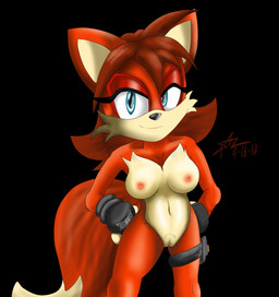 anthro black_background blue_eyes breasts female genitals looking_at_viewer nipples nude pose simple_background solo tail vulva spazman archie_comics sega sonic_the_hedgehog_(archie) sonic_the_hedgehog_(comics) sonic_the_hedgehog_(series) fiona_fox canid canine fox mammal 2012 dated hi_res signature