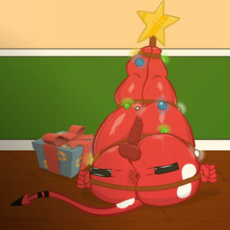 anthro anus balls bdsm bodily_fluids bondage bound christmas_decorations christmas_ornament foreskin gaping gaping_anus genitals glistening holidays male ornament penis sweat tape tape_bondage perpetuate303 christmas hellaverse helluva_boss team_fortress_2 valve stix_(cogsfixmore) imp 1:1