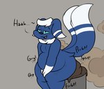 2_tails anthro belly big_belly big_tail blush blush_lines breath conditional_dnp excessive_feces fart fart_cloud feces gassy generation_6_pokemon looking_relieved male meowstic multi_tail nintendo overweight pokemon pokemon_(species) pooping pooping_in_bucket pooping_in_container raised_tail relieved rumbling_stomach satisfied scatplay sigh sighing sludge smelly solo sound_effects tail thick_thighs verdantphysician